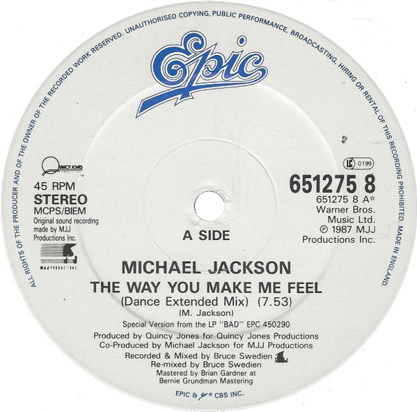 Michael Jackson - The Way You Make Me Feel | Epic (651275 8) - 3