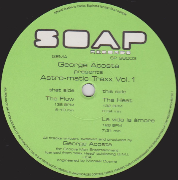 George Acosta - Astro-matic Traxx Vol.1 | Soap Records (SP 96003)