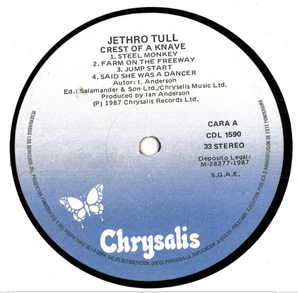 Jethro Tull - Crest Of A Knave | Chrysalis (CDL 1590) - 3