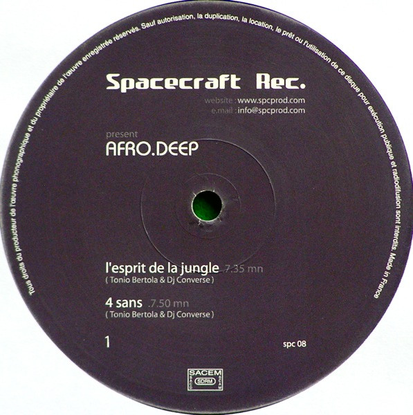 Afro Deep - L'Esprit De La Jungle / 4 Sans | Spacecraft (SPC 08)