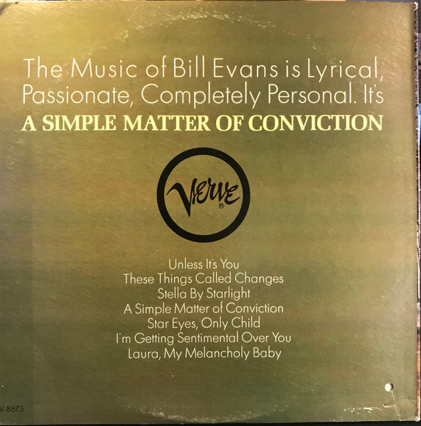 Bill Evans , Shelly Manne , Eddie Gomez - A Simple Matter Of Conviction | Verve Records (V-8675) - 4