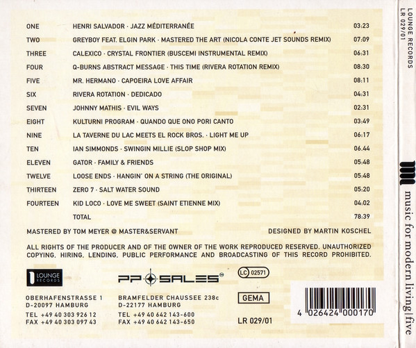 Various - Music For Modern Living Vol. 5 | Lounge Records (LR 029/01) - 2 Various - Music For Modern Living Vol. 5 | Lounge Records (LR 029/01) - 2