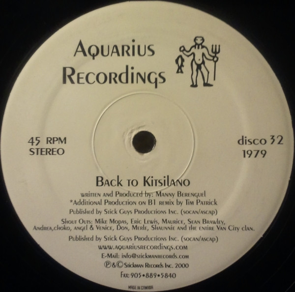 Manny Berenguel - Back To Kitsilano | Aquarius Recordings (DISCO 32)