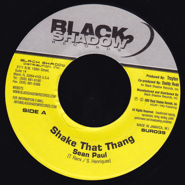 Sean Paul - Shake That Thang | Black Shadow Records (SUR039)