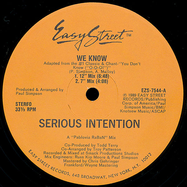Serious Intention - We Know | Easy Street Records (EZS-7544) Serious Intention - We Know | Easy Street Records (EZS-7544)