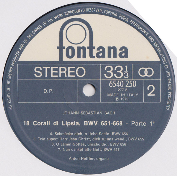 Johann Sebastian Bach , Anton Heiller - 18 Corali Di Lipsia, BWV 651-668 | Fontana (6540 250) - 4