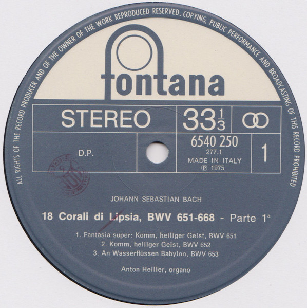 Johann Sebastian Bach , Anton Heiller - 18 Corali Di Lipsia, BWV 651-668 | Fontana (6540 250) - 3