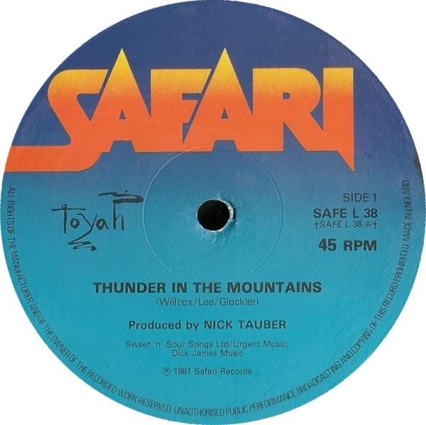 Toyah - Thunder In The Mountains | Safari Records (SAFE L 38) - 3