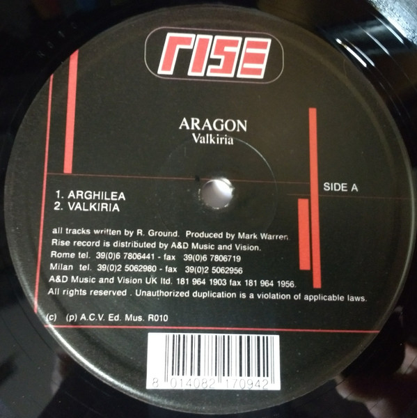 Aragon - Valkiria | Rise Records (R 010) Aragon - Valkiria | Rise Records (R 010)