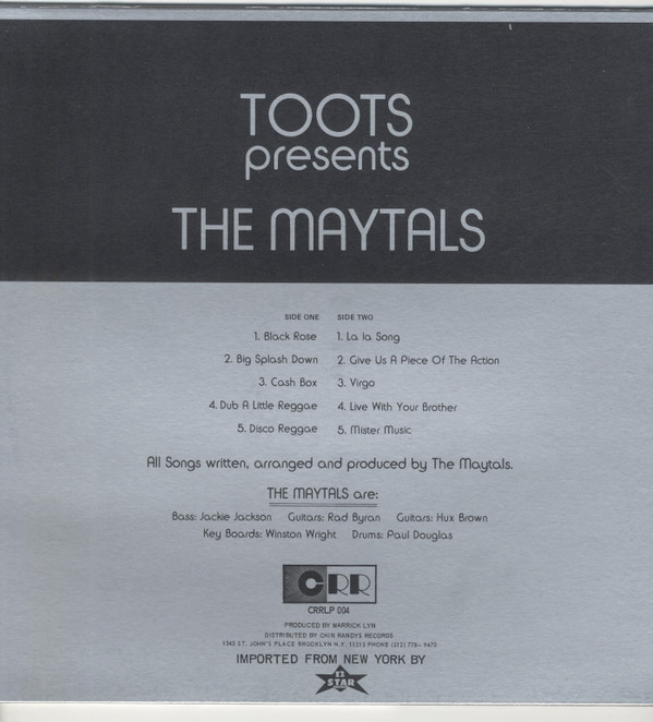 The Maytals - Toots Presents The Maytals | Chin Randys Records (CRRLP 004)