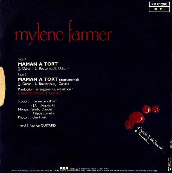 Mylène Farmer - Maman A Tort | RCA (PB 61298) - 2