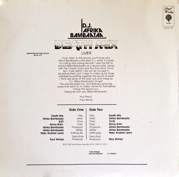 Afrika Bambaataa - Death Mix — Live!! | Paul Winley Records (12X33-10) - 2