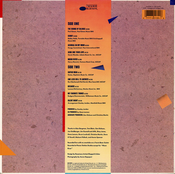 Stanley Jordan - Standards Volume 1 | Blue Note (BT-85130) - 2