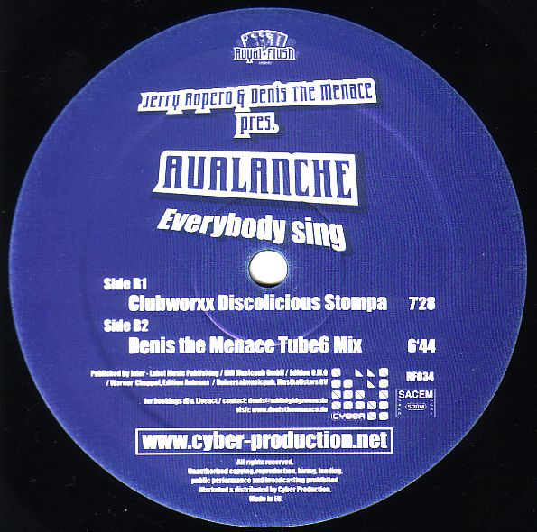 Jerry Ropero & Denis The Menace Pres. Avalanche - Everybody Sing | Royal Flush Records (RF034) - 4 Jerry Ropero & Denis The Menace Pres. Avalanche - Everybody Sing | Royal Flush Records (RF034) - 4