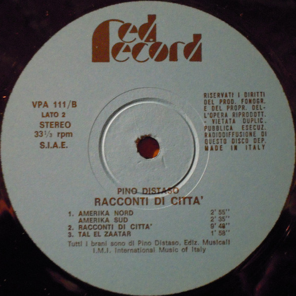Pino Distaso - Racconti Di Città | Red Record (VPA111) - 4 Pino Distaso - Racconti Di Città | Red Record (VPA111) - 4