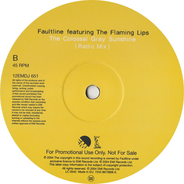 Faultline Featuring The Flaming Lips - The Colossal Gray Sunshine (Remix) | EMI (12EMDJ 65)