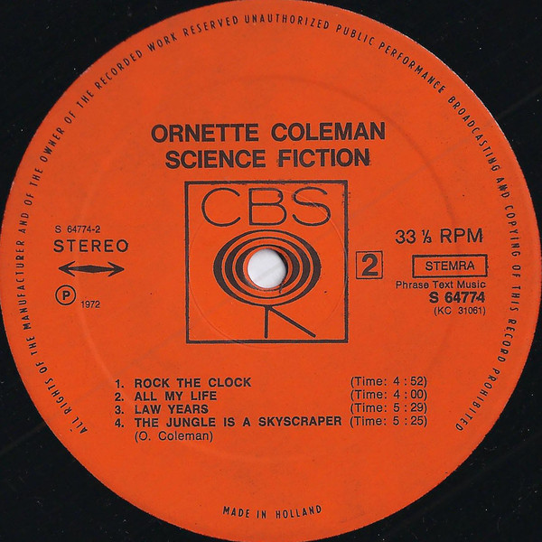Ornette Coleman - Science Fiction | CBS (S 64774) - 4 Ornette Coleman - Science Fiction | CBS (S 64774) - 4