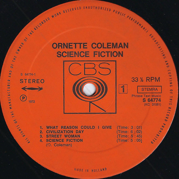 Ornette Coleman - Science Fiction | CBS (S 64774) - 3 Ornette Coleman - Science Fiction | CBS (S 64774) - 3