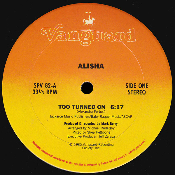 Alisha - Too Turned On | Vanguard (SPV 82) - main