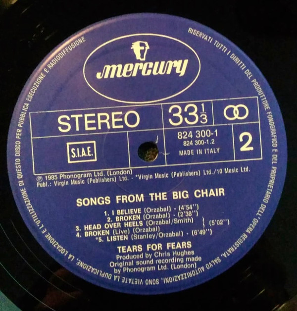 Tears For Fears - Songs From The Big Chair | Mercury (824 300-1) - 4
