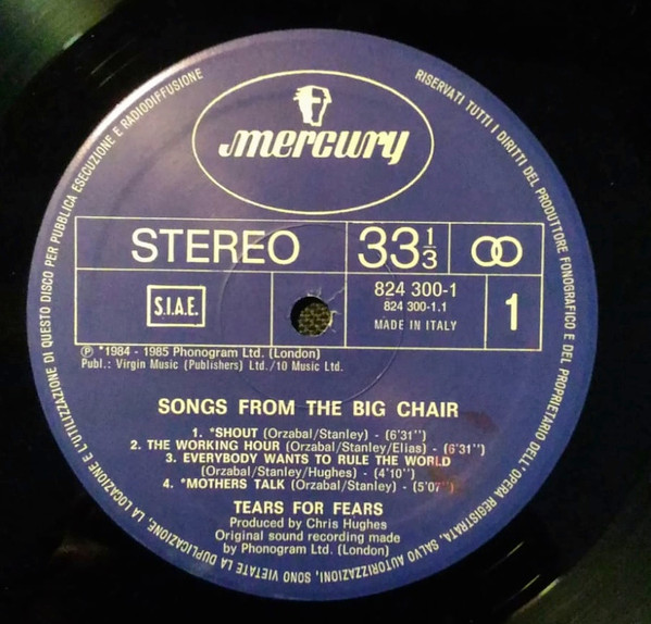 Tears For Fears - Songs From The Big Chair | Mercury (824 300-1) - 3