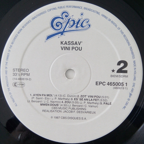 Kassav' - Vini Pou | Epic (EPC 465005 1) - 4