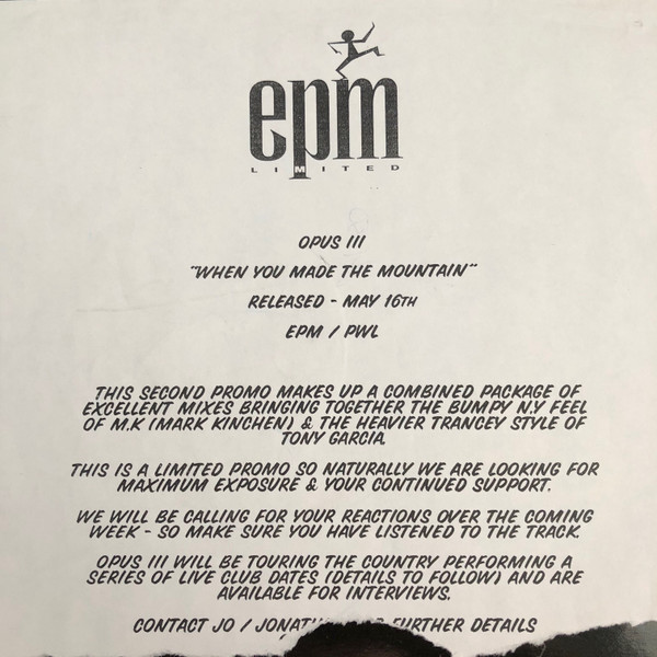 Opus III - When You Made The Mountain | PWL International (OPUSDJ 2) - 2