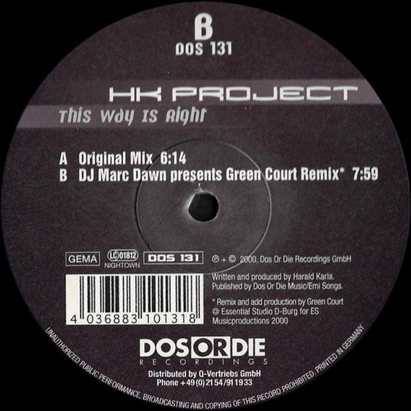HK Project - This Way Is Right | Dos Or Die Recordings (DOS 131) - 2 HK Project - This Way Is Right | Dos Or Die Recordings (DOS 131) - 2