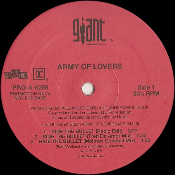 Army Of Lovers - Ride The Bullet / Love Me Like A Loaded Gun | Giant Records (PRO-A-5209)