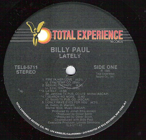 Billy Paul - Lately | Total Experience Records (TEL8-5711) - 3