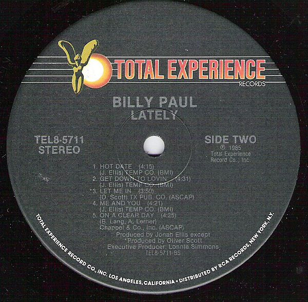 Billy Paul - Lately | Total Experience Records (TEL8-5711) - 4