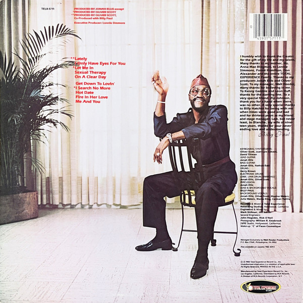 Billy Paul - Lately | Total Experience Records (TEL8-5711) - 2