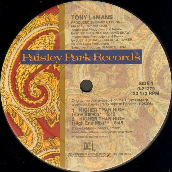 Tony LeMans - Higher Than High | Paisley Park (0-21279) - 3