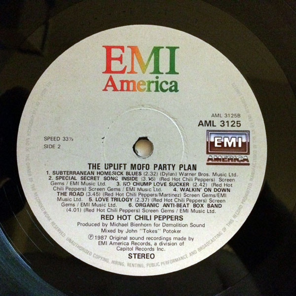 Red Hot Chili Peppers - The Uplift Mofo Party Plan | EMI America (AML 3125) - 4 Red Hot Chili Peppers - The Uplift Mofo Party Plan | EMI America (AML 3125) - 4