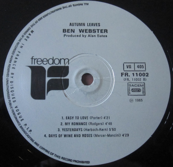 Ben Webster - Autumn Leaves | Freedom (FR.11002) - 2 Ben Webster - Autumn Leaves | Freedom (FR.11002) - 2