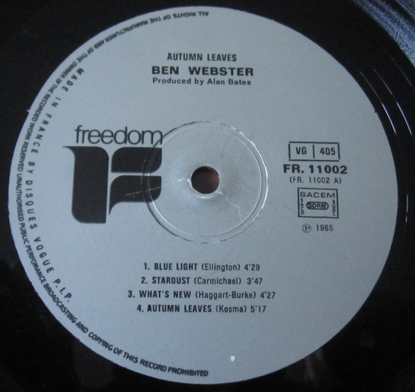 Ben Webster - Autumn Leaves | Freedom (FR.11002) - main Ben Webster - Autumn Leaves | Freedom (FR.11002) - main