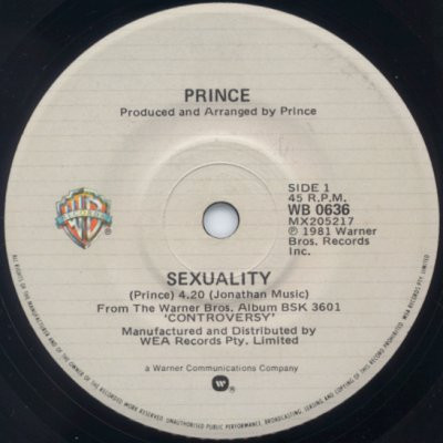Prince - Sexuality | Warner Bros. Records (WB 0636)