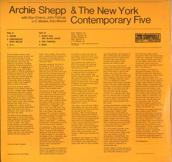 Archie Shepp & The New York Contemporary Five - Archie Shepp & The New York Contemporary Five | Storyville (SLP 1010) - 2