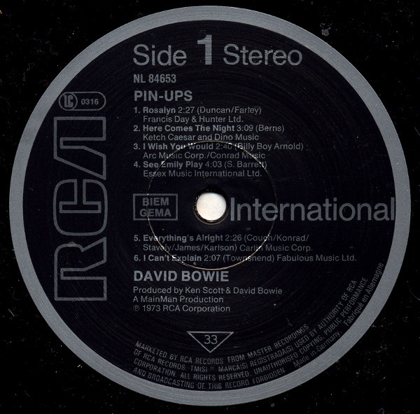 David Bowie - Pinups | RCA International (NL 84653) - 3