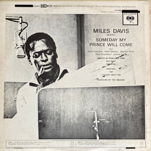 The Miles Davis Sextet - Someday My Prince Will Come | Columbia (PC 8456) - 4