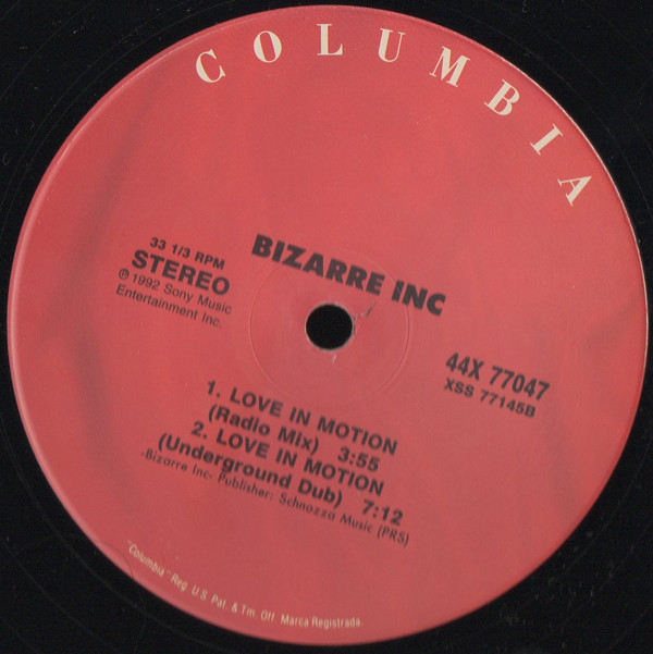 Bizarre Inc - Love In Motion | Columbia (44X 77047) - 5 Bizarre Inc - Love In Motion | Columbia (44X 77047) - 5