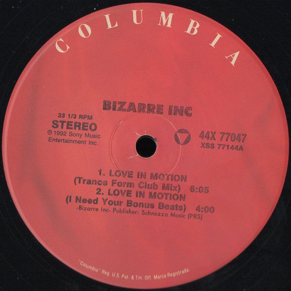 Bizarre Inc - Love In Motion | Columbia (44X 77047) - 2 Bizarre Inc - Love In Motion | Columbia (44X 77047) - 2