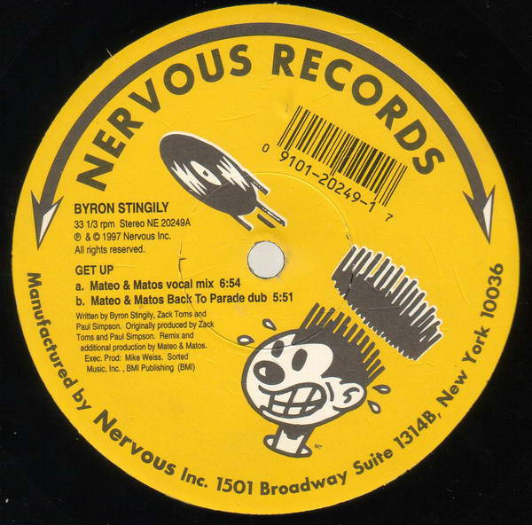 Byron Stingily - Get Up (The New York Underground Remixes By Mateo & Matos And Jason Jinx) | Nervous Records (NE 20249) Byron Stingily - Get Up (The New York Underground Remixes By Mateo & Matos And Jason Jinx) | Nervous Records (NE 20249)