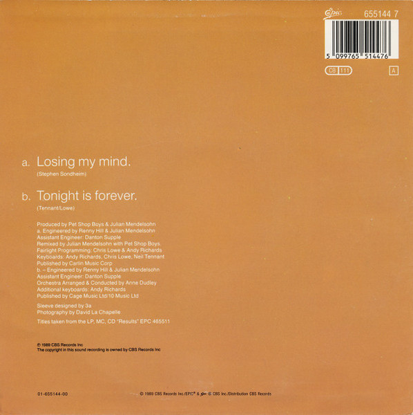 Liza Minnelli - Losing My Mind | Epic (655144 7) - 2