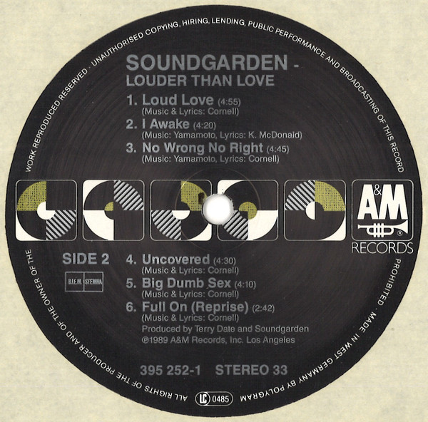 Soundgarden - Louder Than Love | A&M Records (395252-1) - 3