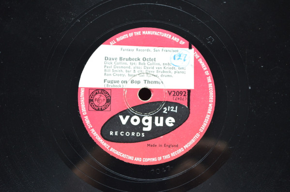 The Dave Brubeck Octet - Prelude / Fugue On Bop Themes | Vogue Records (V2092) - 2