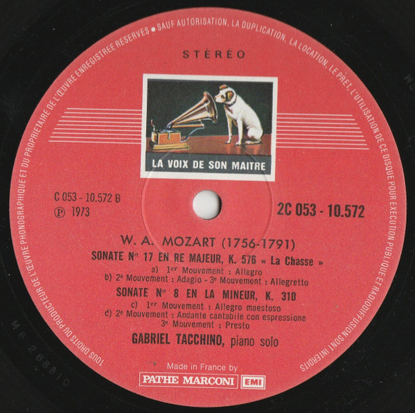 Wolfgang Amadeus Mozart , Gabriel Tacchino - Quatre Sonates Célèbres | La Voix De Son Maître (2C 053-10572) - 4