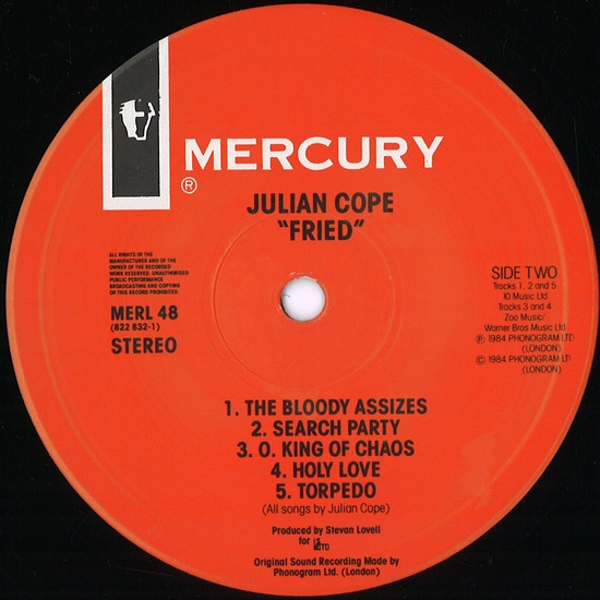 Julian Cope - Fried | Mercury (MERL 48) - 4