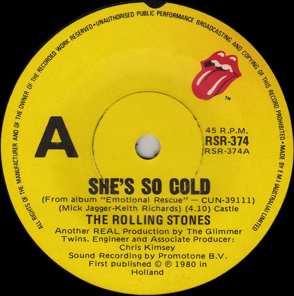 The Rolling Stones - She's So Cold | Rolling Stones Records (RSR-374)