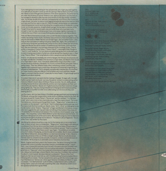Pete Christlieb / Warne Marsh Quintet - Apogee | Warner Bros. Records (BSK 3236) - 2